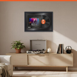 "AK Frames 25X17"" Black Step Vinyl Record Frame With Black Mount For 12 Inch Lp Cover & Disc - Overlapped Design" - thumbnail 8