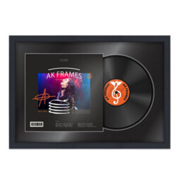 "AK Frames 25X17"" Black Step Vinyl Record Frame With Black Mount For 12 Inch Lp Cover & Disc - Overlapped Design" - thumbnail 1
