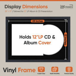 "AK Frames 25X17"" Black Step Vinyl Record Frame With Black Mount For 12 Inch Lp Cover & Disc - Overlapped Design" - thumbnail 2