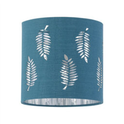 First Choice Lighting Antique Brass Stick Table Lamp With Teal Fern Cut Out Shade - thumbnail 3