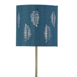 First Choice Lighting Antique Brass Stick Table Lamp With Teal Fern Cut Out Shade - thumbnail 2