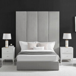 Light Grey Velvet Headboard Wall Panel Bed King Size 5Ft With Ottoman Storage Gas Lift - thumbnail 3