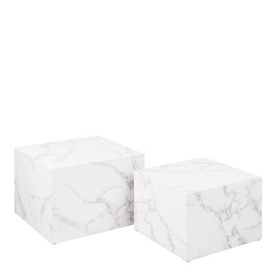 Furniture To Go Dice Square Coffee Table Set In White Marble Carrara - image 1