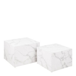 Furniture To Go Dice Square Coffee Table Set In White Marble Carrara - thumbnail 1