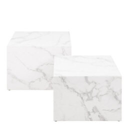 Furniture To Go Dice Square Coffee Table Set In White Marble Carrara - thumbnail 2
