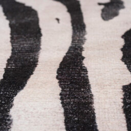 Loomed Zebra Print Cotton Chenille Rug Black White Machine Washable 80Cm X 300Cm - thumbnail 6