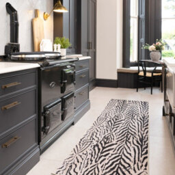 Loomed Zebra Print Cotton Chenille Rug Black White Machine Washable 80Cm X 300Cm - thumbnail 1