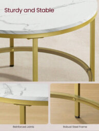 LEDREM Coffee Table, Living Room Table, Sofa Cocktail Table, Tempered Glass Storage Shelf, Easy To Assemble, Modern Style - thumbnail 5