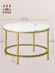 LEDREM Coffee Table, Living Room Table, Sofa Cocktail Table, Tempered Glass Storage Shelf, Easy To Assemble, Modern Style - thumbnail 6