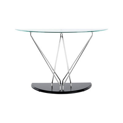 Premier Housewares Interiors By Premier Modern Half Moon Console Table, Contemporary Chrome And Glass Console Table, Half Circle Console Table - image 1