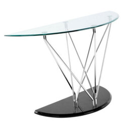 Premier Housewares Interiors By Premier Modern Half Moon Console Table, Contemporary Chrome And Glass Console Table, Half Circle Console Table - thumbnail 4