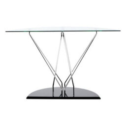 Premier Housewares Interiors By Premier Modern Half Moon Console Table, Contemporary Chrome And Glass Console Table, Half Circle Console Table - thumbnail 3