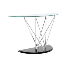 Premier Housewares Interiors By Premier Modern Half Moon Console Table, Contemporary Chrome And Glass Console Table, Half Circle Console Table - thumbnail 2