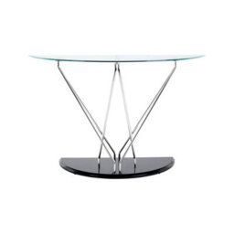 Premier Housewares Interiors By Premier Modern Half Moon Console Table, Contemporary Chrome And Glass Console Table, Half Circle Console Table - thumbnail 1