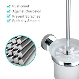 Chrome Polish Westminster Toilet Brush And Holder Wall Mount Glass - thumbnail 4