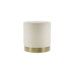 LPD Lara Cream Velvet Pouffe - Small Multipurpose Design With Brushed Gold Base - thumbnail 1