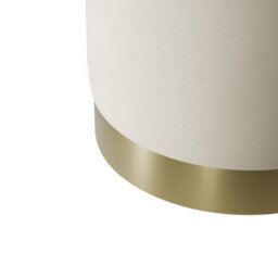 LPD Lara Cream Velvet Pouffe - Small Multipurpose Design With Brushed Gold Base - thumbnail 4