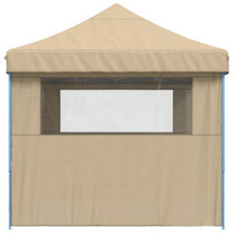 Walplus Foldable Party Tent Garden Gazebo Canopy Pop-Up With 3 Sidewalls Beige - thumbnail 4