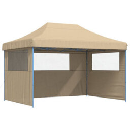 Walplus Foldable Party Tent Garden Gazebo Canopy Pop-Up With 3 Sidewalls Beige - thumbnail 2