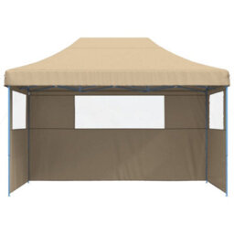 Walplus Foldable Party Tent Garden Gazebo Canopy Pop-Up With 3 Sidewalls Beige - thumbnail 3