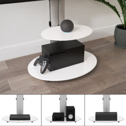 "Avf Eno 60Cm Pedestal Tv Stand With Shelf, For Tvs 32-55"" - Silver & White Glass" - thumbnail 4