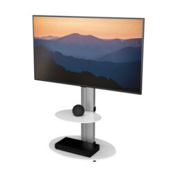 "Avf Eno 60Cm Pedestal Tv Stand With Shelf, For Tvs 32-55"" - Silver & White Glass" - thumbnail 6