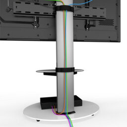 "Avf Eno 60Cm Pedestal Tv Stand With Shelf, For Tvs 32-55"" - Silver & White Glass" - thumbnail 3