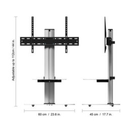"Avf Eno 60Cm Pedestal Tv Stand With Shelf, For Tvs 32-55"" - Silver & White Glass" - thumbnail 5