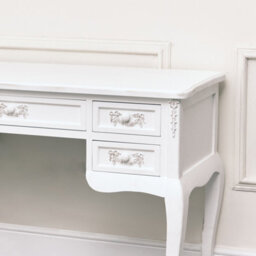 Melody Maison Antique White Dressing Table Desk With Triple Mirror - Pays Blanc Range - thumbnail 3