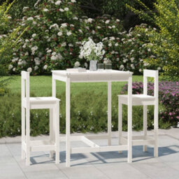 Berkfield 3 Piece Garden Bar Set White Solid Wood Pine