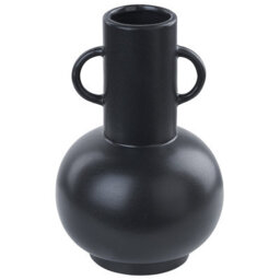 Beliani Flower Vase Perea Ceramic 26 Cm Black - thumbnail 1