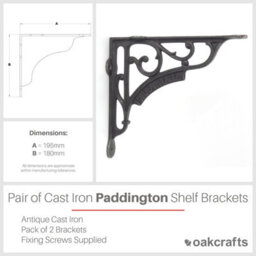 Oakcrafts - Pair Of Antique Cast Iron London Paddington Shelf Brackets - 195mm X 180mm - thumbnail 2