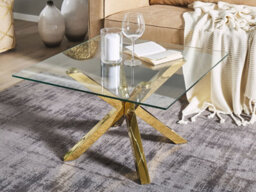 Beliani Coffee Table Starlight Tempered Glass Gold - thumbnail 2