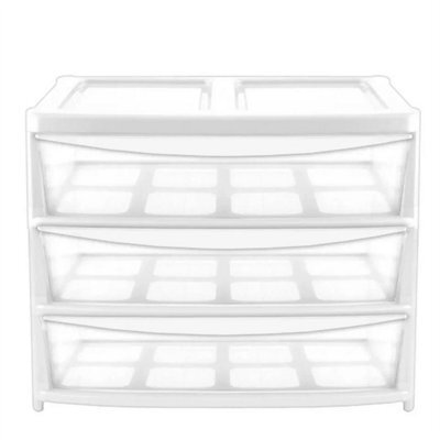 3 Tier White/clear Jumbo Drawer Large Jumbo Storage Drawer Clear Organizer Plastic Tower Unit Home Office - image 1