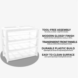 3 Tier White/clear Jumbo Drawer Large Jumbo Storage Drawer Clear Organizer Plastic Tower Unit Home Office - thumbnail 3