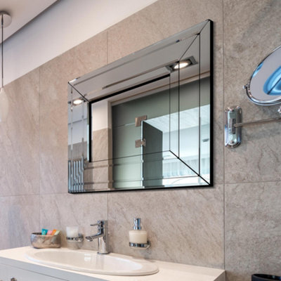 Mirroroutlet Langley All Glass Modern Bevelled Mirror 68 X 58Cm - image 1