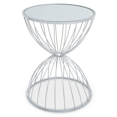 Orsina Jolie Hourglass Mirrored Top Silver Frame Side Table - image 1