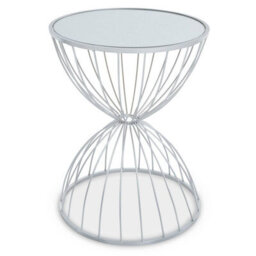 Orsina Jolie Hourglass Mirrored Top Silver Frame Side Table