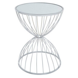 Orsina Jolie Hourglass Mirrored Top Silver Frame Side Table - thumbnail 6