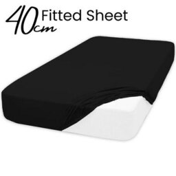 Ameha Super King Plain Dyed Fitted Sheet 40Cm-Extra Deep Pocket Black Fitted Bed Sheets Soft Microfiber Bedding Sheet 180X200Cm - thumbnail 7