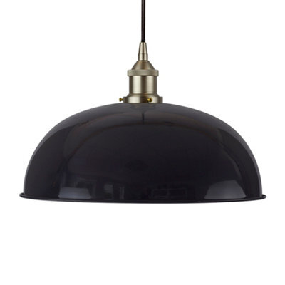 Navy Blue Worcester Painted Dome Pendant Light With Brushed Chrome Lamp Holder And Black Round Cable - Se Home - image 1
