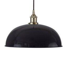 Navy Blue Worcester Painted Dome Pendant Light With Brushed Chrome Lamp Holder And Black Round Cable - Se Home