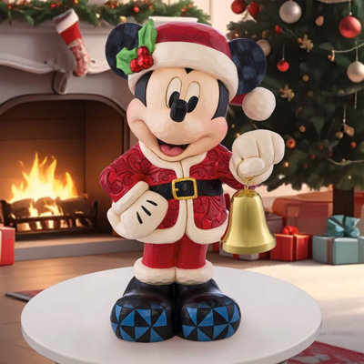 Disney Jim Shore Mickey Mouse 17 Inch Statue With Jingle Bell, Santa Hat, Festive Christmas Decoration - image 1