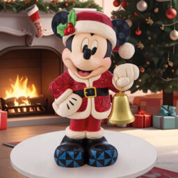 Disney Jim Shore Mickey Mouse 17 Inch Statue With Jingle Bell, Santa Hat, Festive Christmas Decoration - thumbnail 1