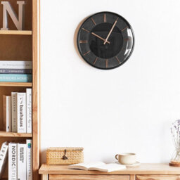 Wyld And Coco 34 Cm Numbers-Free Design Wall Clock Black - Contemporary Round Gloss Finish - thumbnail 2