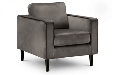 iLikeStores Grey Velvet Armchair With Black Legs - image 1
