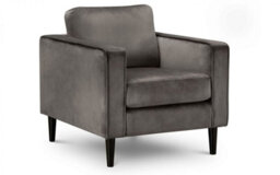 iLikeStores Grey Velvet Armchair With Black Legs - thumbnail 1