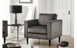 iLikeStores Grey Velvet Armchair With Black Legs - thumbnail 4