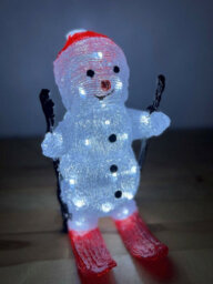Snowtime 29Cm Skiing Snowman Christmas Decoration With 30 Ice White Leds With A 5M Cable - thumbnail 1