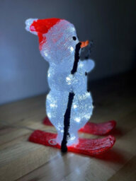 Snowtime 29Cm Skiing Snowman Christmas Decoration With 30 Ice White Leds With A 5M Cable - thumbnail 3